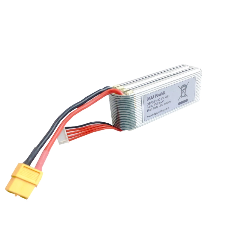 14.8V Drone Power Module 1500mAh 40c Drone Batteria al litio Dtp 653480-4s 2