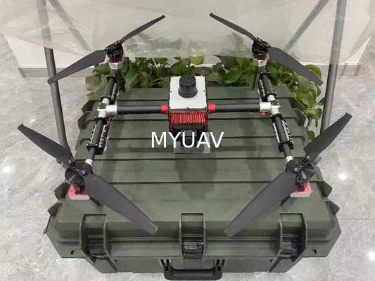 L' UAV portatile MYUAV con illuminazione di emergenza pesa circa 3,2 kg ed è resistente al vento.